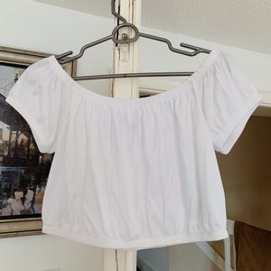 M White Hollister Off-the-Shoulder Crop Top